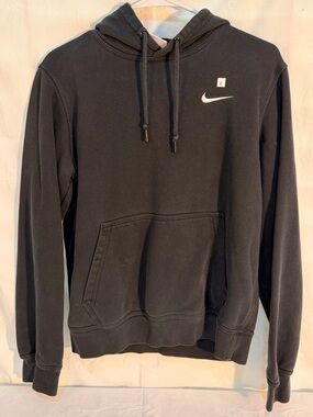 Nike Unisex/Men's Black Hoodie with White Swoosh S T0021